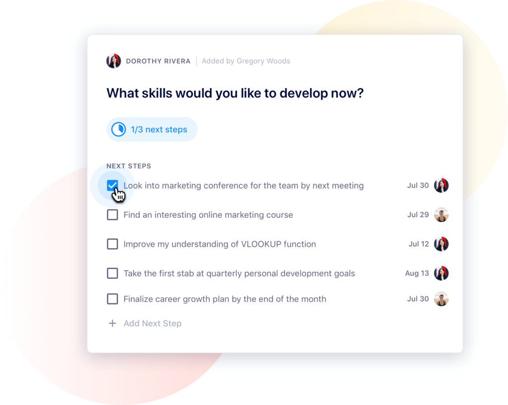 Spinach AI one-on-one next steps